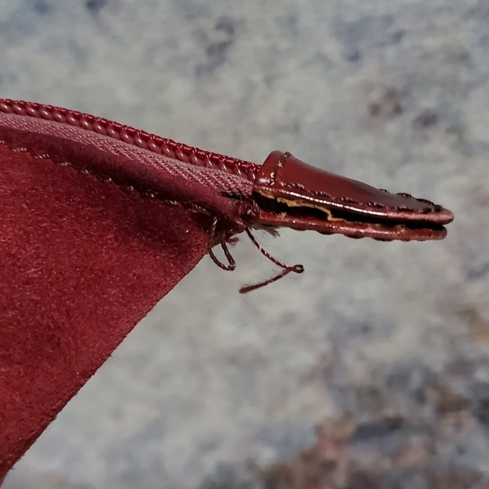 Loewe Burgundy Leather Suede Anagram Pouch